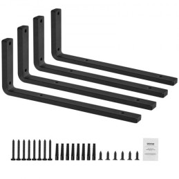 Shelf Bracket, 16 x 6 in 4 Pcs, Heavy Duty Floating Shelf Brackets, Brackets for Shelves, 10mm Thick Matte Black L Shelf