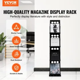 Foldable Magazine Display Rack 4 Pocket Brochure Literature Display Stand