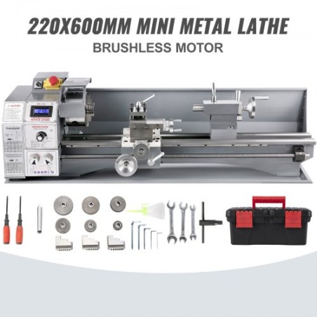 Mini Metal Lathe 750W Variable Speed Metal Lathe 50 to 3000Rpm Milling Precision Lathe 220 x 600mm for Metal Metal Lathe for