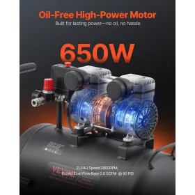 Luftkompressor Kompakt Bærbar Oliefri Kompressor 8 Gallon 90 PSI