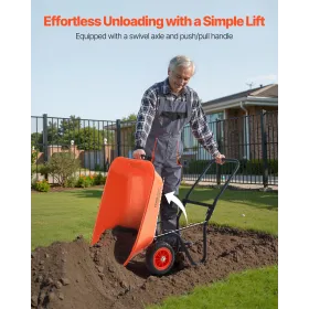 Trillebørvogn med 2 hjul Havevogn med tip 167 kg Yard Utility