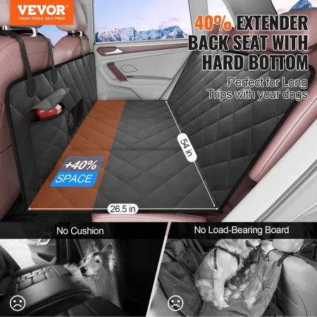 Dog Car Seat Cover for Back Seat, 54 x 26.5 in Waterproof, 600D Heavy Duty Pet Car Seat Protectors with Mesh Window and Storage 