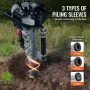 37.77cc Gas-Powered T Post Driver, 4-Stroke Engine Gasoline Fence Piling Pounder, with 3 Post Driving Head(45/55/88 mm) , 1000W 