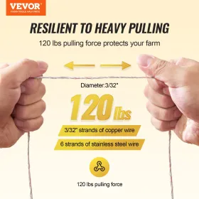 2625ft 800m Elektrisk hegntrådhegn Polywire Horse Cattle husdyr