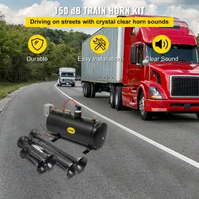 Ad 4 Train Air Horn Kit semi truck båd m/ 150 psi kompressor 12v 3 liter