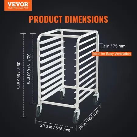 10 ark kommerciel bun pan rack køkken aluminium bagningsstativ