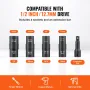 Lug Nut Impact Socket Set, 1/2 inch Drive Metric and SAE 6-Point Flip Socket Set, 4 Total Lug Nut Sizes, CR-MO Steel Wheel Socke