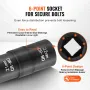 Lug Nut Impact Socket Set, 1/2 inch Drive Metric and SAE 6-Point Flip Socket Set, 4 Total Lug Nut Sizes, CR-MO Steel Wheel Socke
