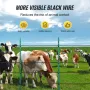 Electric Fence Wire, 1000Ft 305M Portable Polywire, 1/4" Diameter 2 Copper Strands for Reliable Conductivity and Rust Resistance