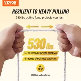 656Ft 200M Electric Fence Wire Fencing Polywire Horse Cattle Livestock