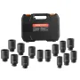 Axle Nut Impact Socket Set, 1/2" Drive Deep 6+12-Point 14-Piece Metric Spindle Nut Socket Set, CR-V Heat Treated Large Socket Se