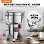 2000g Electric Grain Mill Grinder, High Speed 3400W Commercial Spice Grinders, Stainless Steel Pulverizer Powder Machine, for Dr
