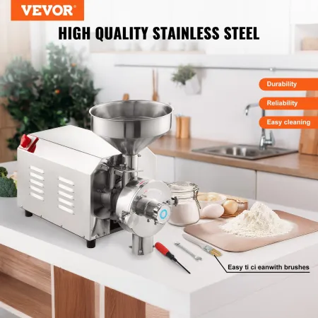 Soybean Grinder Commercial Grinding Machine for Spices 3000W Corn Mill Grinder 100 KG/H Stainless Steel Corn Grinder Industrial 