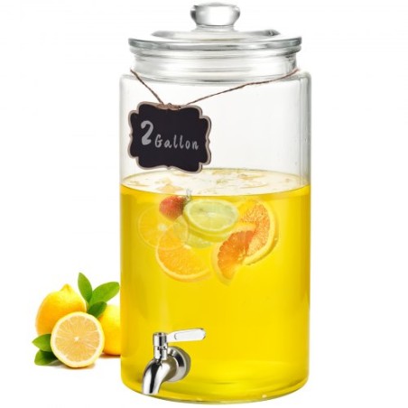 Drik dispenser, 2 gallon drik dispensere til fester, glasjuice dispenser med rustfrit stål spigot, is te limonade