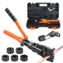 Copper Tube Fittings Hydraulic Pipe Crimping Tool, Pressing Plier with V12, V15, V18, V22, V28 Quick Change Jaws, 360° Rotatable