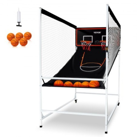 Indoor Double Shot Basketball Arcade Game Iron Cage 2 Player 5 Balls