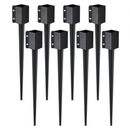 Fence Post Anchor Ground Spike, 8 Pack 36 x 4 x 4 Inches Outer Diameter (Inner Diameter 3.5 x3.5 Inches), Metal Black Powder