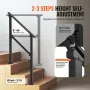 Handrails for Outdoor Steps, 2-3 Step Stair Hand Rail Kit, Transitional Carbon Steel Railings with Installation Kit, Stair Rails