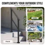 Handrails for Outdoor Steps, 2-3 Step Stair Hand Rail Kit, Transitional Carbon Steel Railings with Installation Kit, Stair Rails
