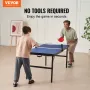 Ping Pong Table, Mid-Size Table Tennis Game, Indoor MDF Table Tennis Table, Foldable Portable Complete Ping Pong Table Set with 
