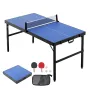 Ping Pong Table, Mid-Size Table Tennis Game, Indoor MDF Table Tennis Table, Foldable Portable Complete Ping Pong Table Set with 