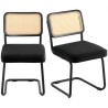 Rattan Chairs, Set of 2, Mid Century Modern Dining Chair, Upholstered Velvet Accent Chair with Rattan Back, Retro Dining Room