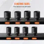 Axle Nut Impact Socket Set, 1/2" Drive Deep 12-Point 8-Piece Metric Spindle Nut Socket Set, CR-MO Heat Treated Large Socket Set 