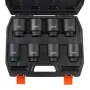 Axle Nut Impact Socket Set, 1/2" Drive Deep 12-Point 8-Piece Metric Spindle Nut Socket Set, CR-MO Heat Treated Large Socket Set 