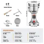 300g Electric Grain Mill Grinder, High Speed 1500W Commercial Spice Grinders, Stainless Steel Pulverizer Powder Machine, for Dry