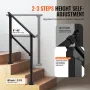 Handrails for Outdoor Steps, 2 PCS 2-3 Step Stair Hand Rail Kit, Transitional Carbon Steel Railings with Installation Kit, Stair