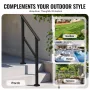 Handrails for Outdoor Steps, 2 PCS 2-3 Step Stair Hand Rail Kit, Transitional Carbon Steel Railings with Installation Kit, Stair