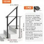 Handrails for Outdoor Steps, 2 PCS 2-3 Step Stair Hand Rail Kit, Transitional Carbon Steel Railings with Installation Kit, Stair