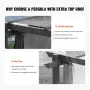 10'x10' udendørs udtrækkelig pergola med solsejl i aluminiumsgrå