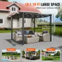 10'x10' udendørs udtrækkelig pergola med solsejl i aluminiumsgrå