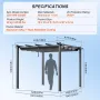 10'x10' udendørs udtrækkelig pergola med solsejl i aluminiumsgrå