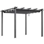 10'x10' Outdoor Retractable Pergola with Canopy, Aluminum Pergola with Retractable Canopy, Modern Pergola with Sun Shade Canopy 
