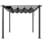 10'x10' udendørs udtrækkelig pergola med solsejl i aluminiumsgrå