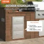 Rustfrit stål 3 BBQ Access skuffe 40x77 cm ø skuffe opbevaring