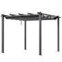 10'x10' udendørs udtrækkelig pergola med solsejl i aluminiumsgrå