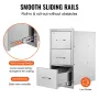 Outdoor Kitchen Drawers 16\" W x 28.5\"" H x 20.5\"" D, Flush Mount Triple Access BBQ Drawers Stainless Steel with Handle, BBQ I