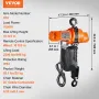 Electric Chain Hoist Single Phase Crane Hoist 2200 lbs Load 10