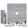 Shower Curb Kit, 1828x1828mm Shower Pan Kit with 50.8mm PVC Central Flange, 101.6mm Stainless Steel Grate, Waterproof Shower