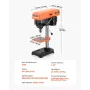 203.2mm/8-inch Benchtop Drill Press, 500W Induction Motor, Tabletop Drilling Machine with 550 / 950 / 1450 / 1950 / 2500 RPM Adj