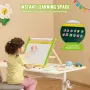 Tabletop Art Easel for Kids, 3-in-1 Wooden Double-Sided Kid's Art Easel with Magnetic Whiteboard, Chalkboard, Paper Roll, Foldab
