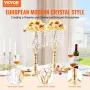 2PCS 55cm/21.65” Tall Crystal Wedding Flower Stand, Metal Wedding Centerpiece Vase, Gold Flower Holders Floral Display Rack for 