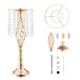 2PCS 55cm/21.65” Tall Crystal Wedding Flower Stand, Metal Wedding Centerpiece Vase, Gold Flower Holders Floral Display Rack for 