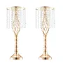 2PCS 55cm/21.65” Tall Crystal Wedding Flower Stand, Metal Wedding Centerpiece Vase, Gold Flower Holders Floral Display Rack for 