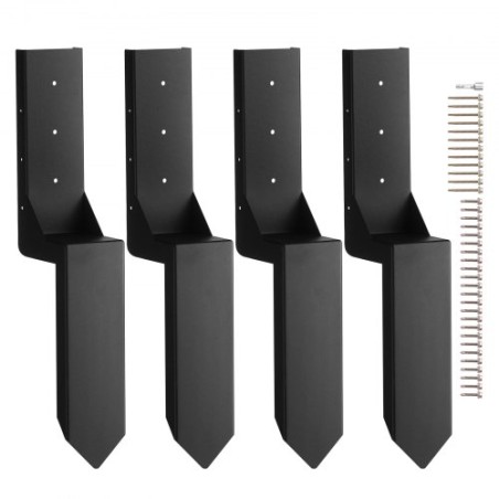 Fence Post Anchor Repair Kit, 4 Pack Inner Diameter 3.5 x3.5 Inches Heavy Duty Steel Fence Post Support Stakes, Anchor Ground