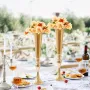 2PCS 56cm/22.05” Tall Wedding Flower Vase, Metal Wedding Trumpet Centerpiece, Gold Floral Stand Display Rack for Tables Wedding 