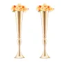 2PCS 56cm/22.05” Tall Wedding Flower Vase, Metal Wedding Trumpet Centerpiece, Gold Floral Stand Display Rack for Tables Wedding 